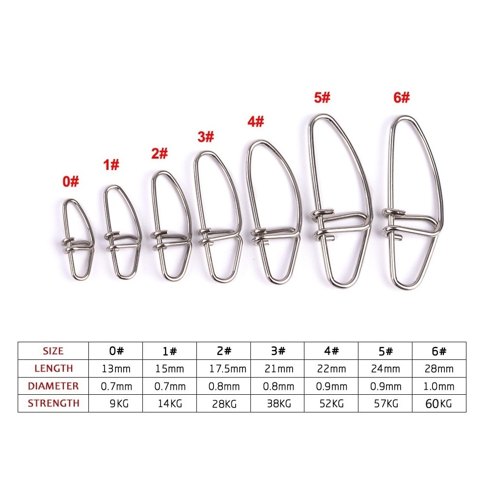 50pcs/bag Stainless Steel Connector Fast Clip Lock Snap Swivel Safety Snaps fishing lure tools pesca hook grip swivel metal