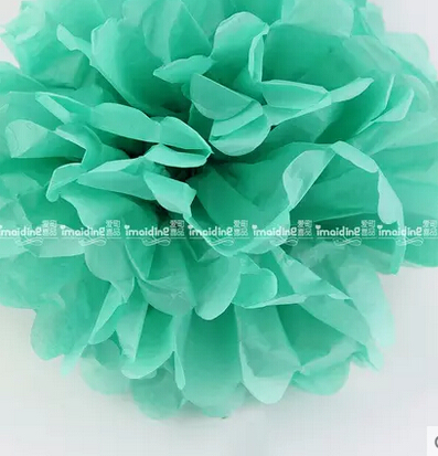 10 stücke handgefertigt 4 &#39;&#39;(10 cm) Gewebe Papier Pom Poms Papier Blume Ball Pompom Für Heimat Garten Hochzeit Geburtstag &Ampere; Hochzeit Auto Dekoration: Tiffany Blau