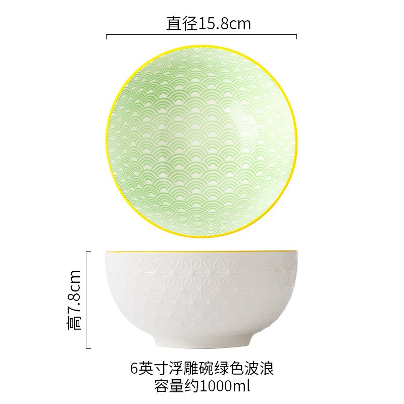 Nordic Stijl 6Inch Servies Kommen Keramische Thuis Handgeschilderde Instant Noodle Soep Restaurant Eenvoudige Creatieve Reliëf Ramen Kom: 6 inches A8