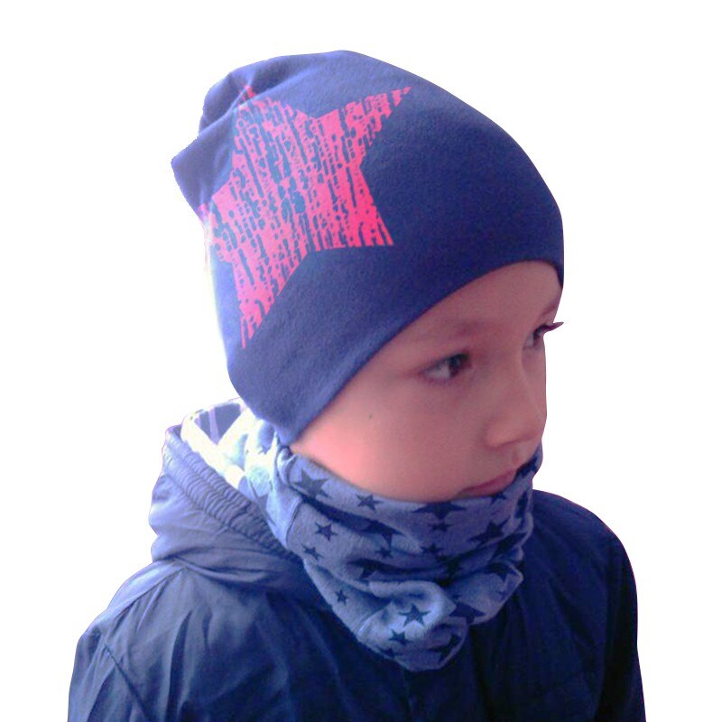 Bonnet d'hiver en coton chaud pour bébé garçon, bonnet, écharpe, bonnet, motif étoile