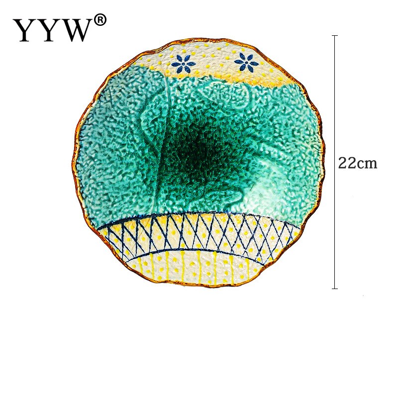 Hand-Painted Ceramic Plate Japanese Stone Pattern Polygonal Plate Cerative Plae For Household Or Restaurant Dinner Serving: green glazed