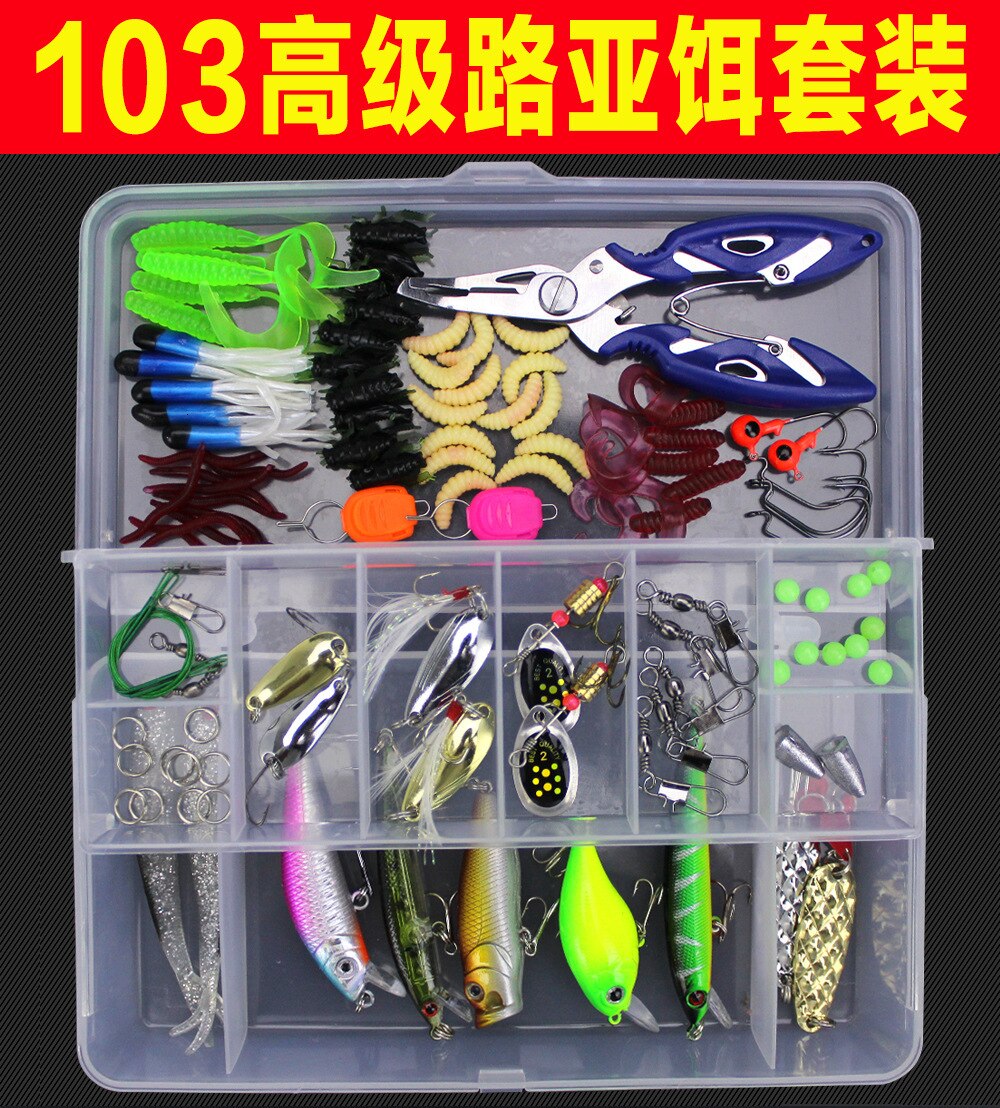 Multi Fishing Lure Mixed Colors Plastic Metal Bait Soft Lure Kit Fishing Tackle Wobbler Spoon Pesca Peche Artificias: 103PCS