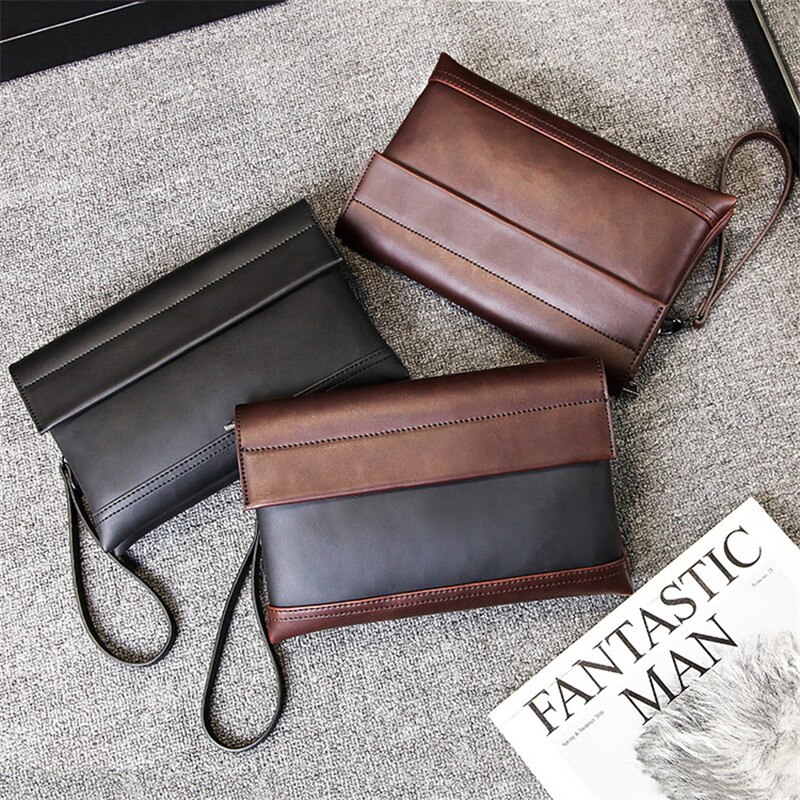 Men Envelope Bags Large Capacity Zipper Mens Clutches Wristlet Purse Handbag Evening Bag Mobile Pouch