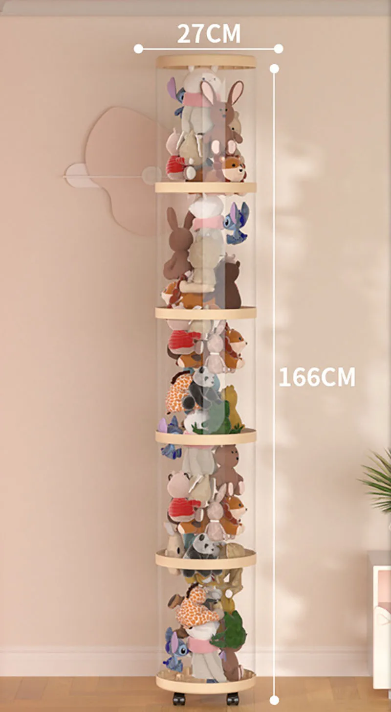 Seau en peluche, boîte à jouets pour enfants, conteneur de rangement de poupée, cylindre Transparent, Tube de rangement étanche à l'humidité, organisateur avec roues: Bleu