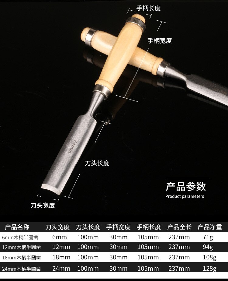 Houtbewerking Beitel Guts Houten Handvat 4 Stuks Set Van Carving Messen Hout Beitel Houtbewerking Tool Carpenter Carving Beitel