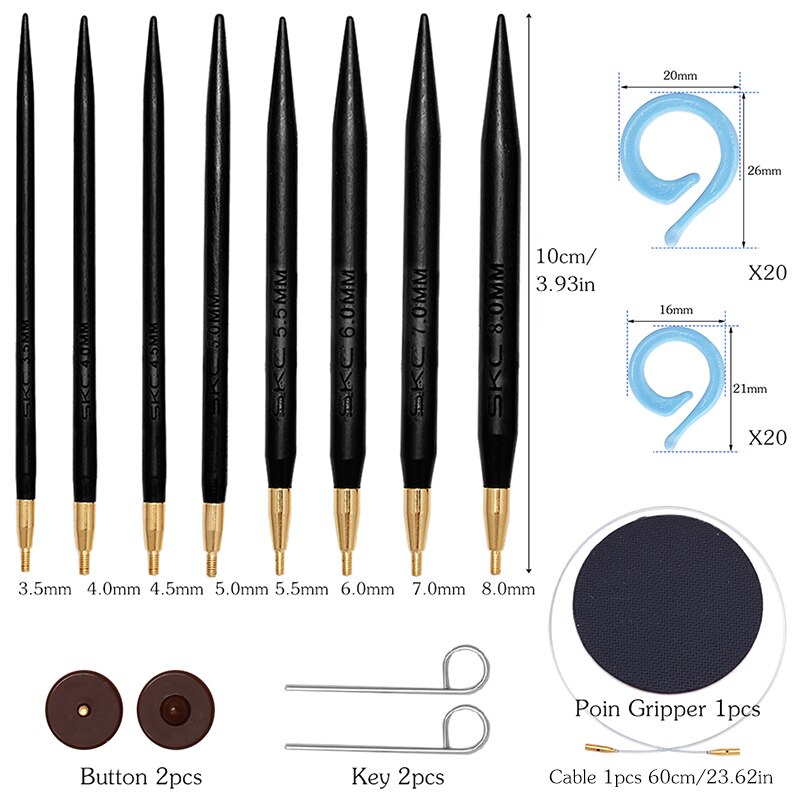 Nonvor Skc Set 60Cm Verbindingslijn Multi-Size Sandelhout Naalden Rondbreinaalden Trui Breien Tools Accessoires
