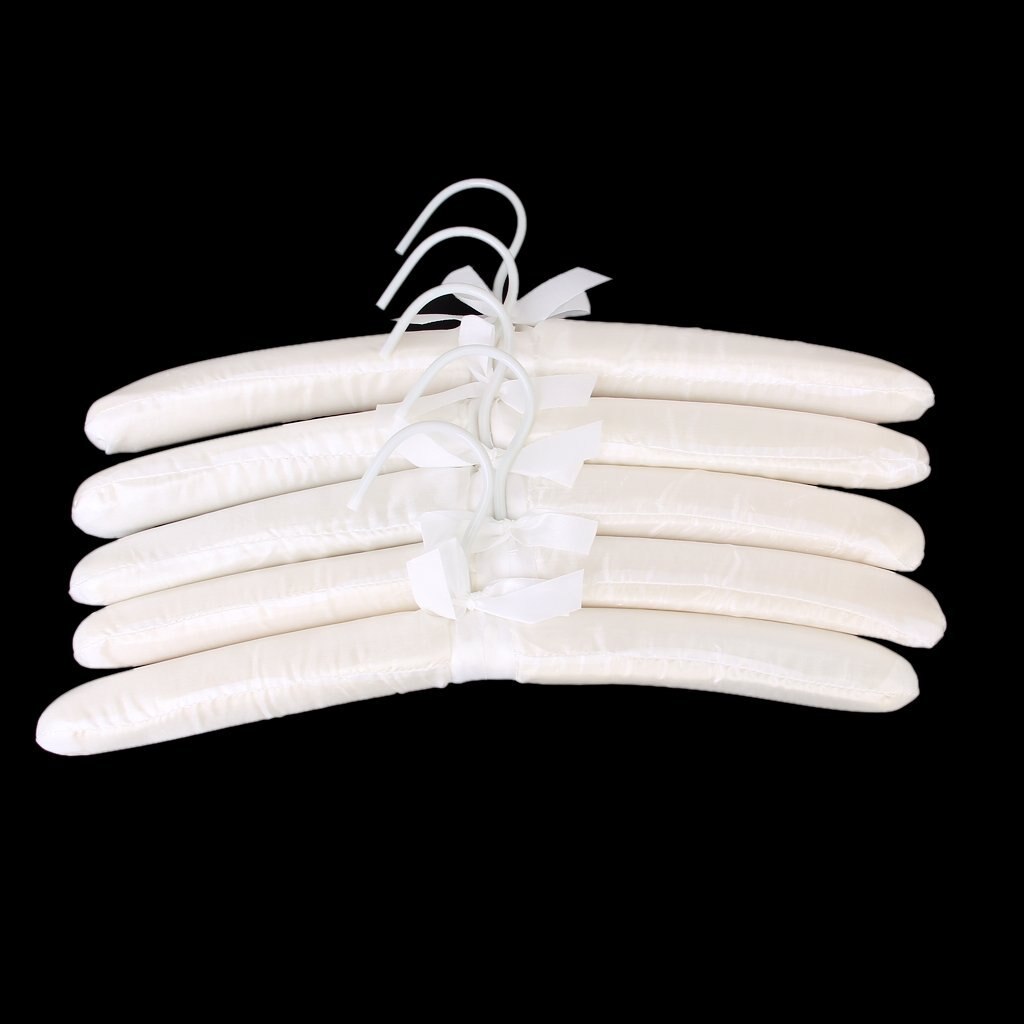 KSOL-percha acolchada de satén blanco, gancho para ropa, estilo, 5 unidades