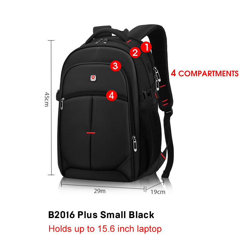 BALANG Laptop Backpack Men Women Bolsa Mochila for 14-17Inch Notebook Computer Rucksack School Bag Backpack for Teenagers: Plus Small Black