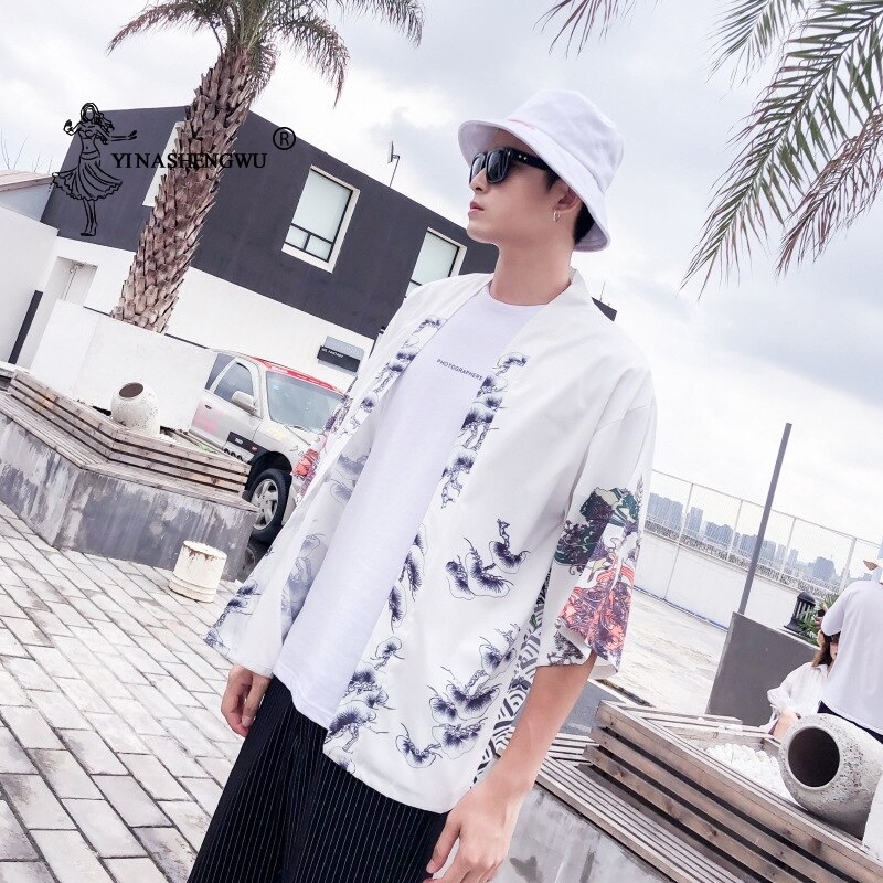 Japanse Kimono Traditionele Robe Kimono Vest Mannen Zomer Strand Harajuku Unisex Kimono Cosplay Yukata Vrouwen Shirt Tops