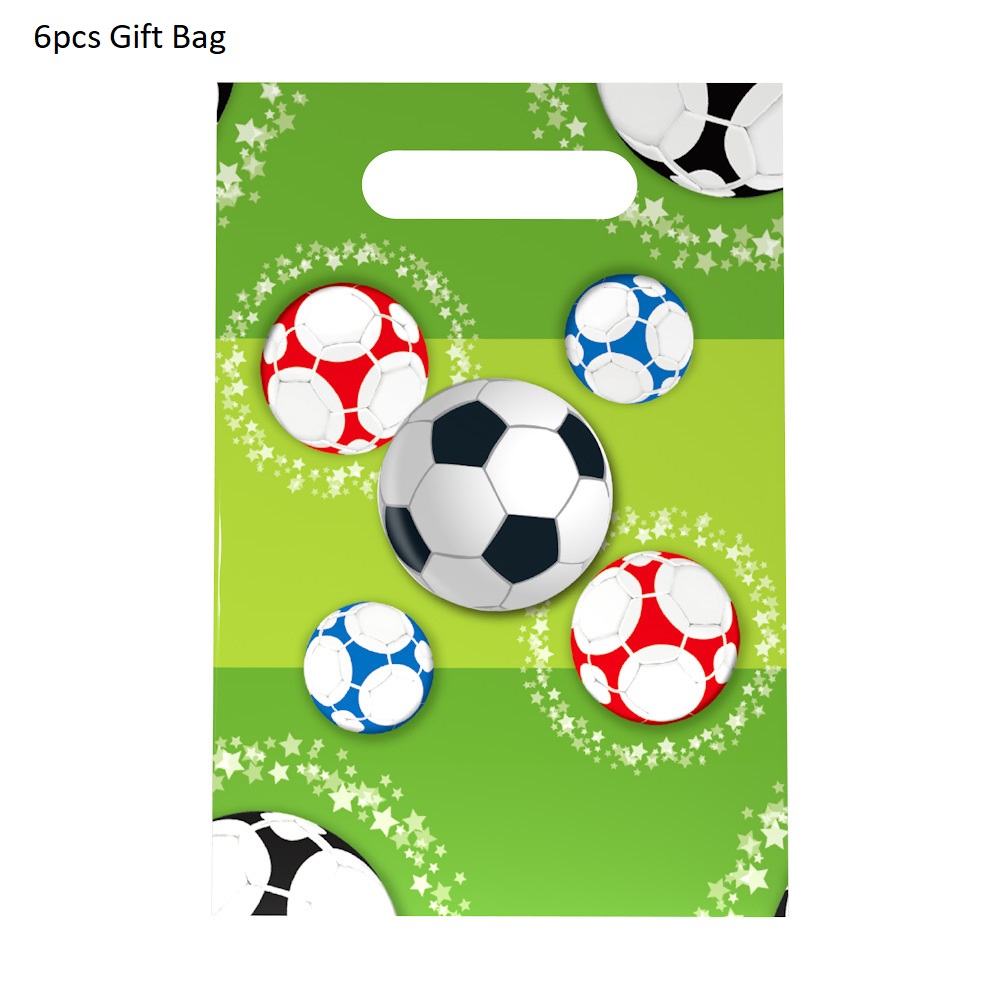 Voetbal Party Servies Papier Plaat Cup Servetten Tafelkleed Banner Gelukkige Verjaardag Event Feestartikelen Voor Jongens Festa: 6pcs Gift Bag
