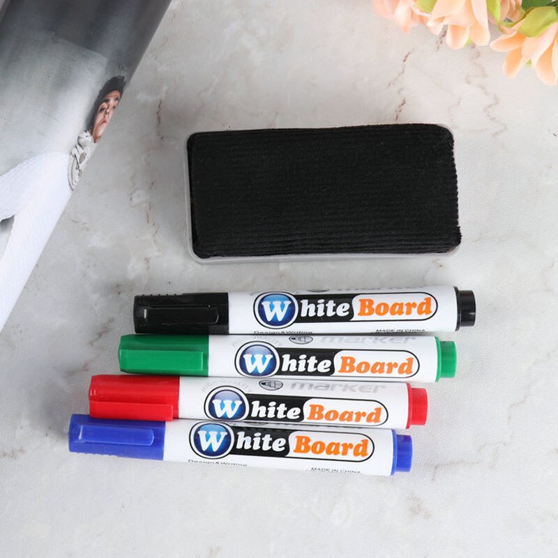 Whiteboard Pen Erasable Marker Security Oily-Based Marker Pen Whiteboard Eraser set school Office Stationery classroom supplies