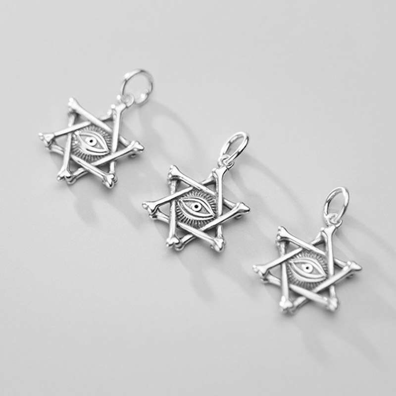 925 Sterling Zilver Devil Eye Hexagram Charms Decoratie Holle Zilveren Hangers Diy Fijne Sieraden Ornamenten Voor Vrouwen