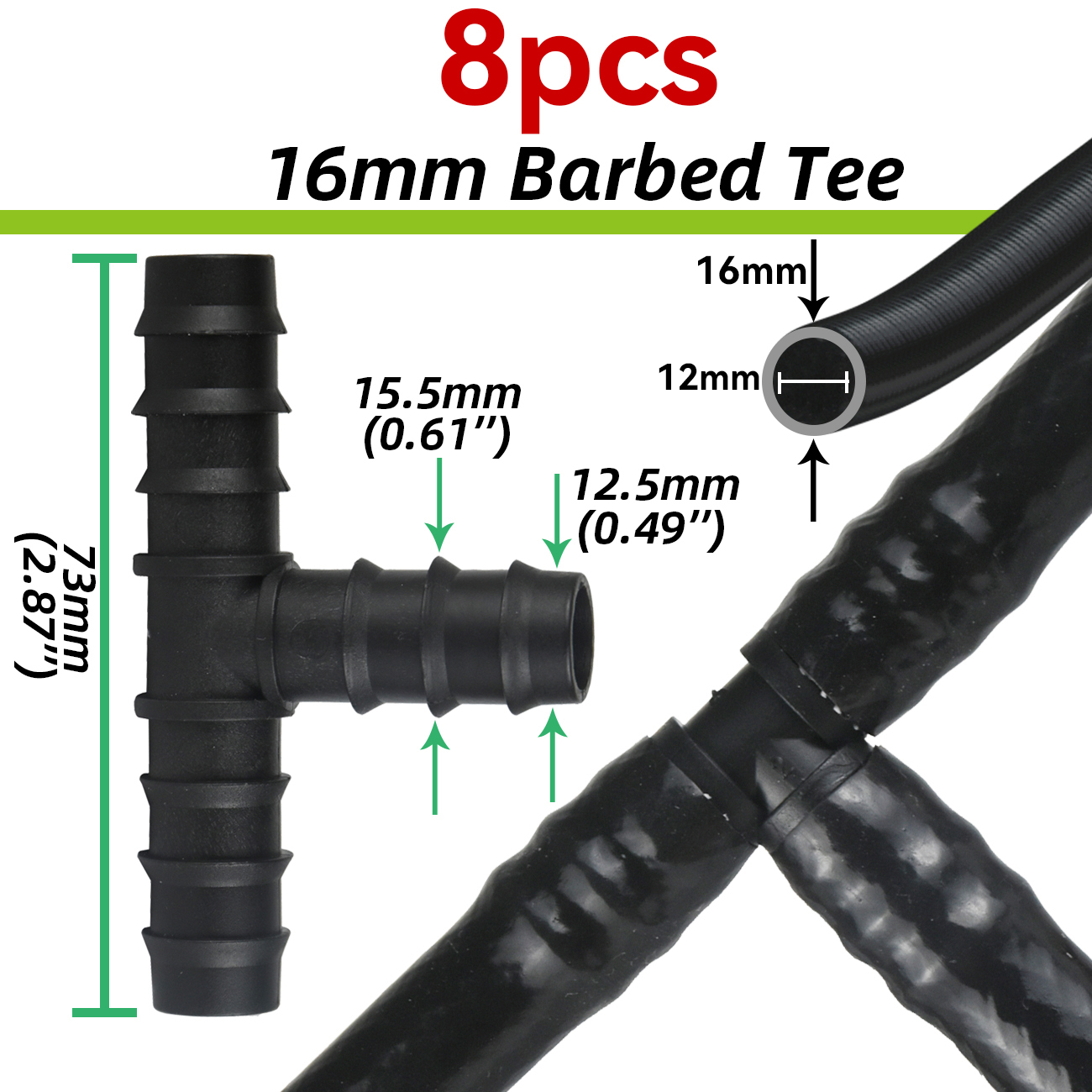 Barb Adapter Tee Elbow 16mm 20mm 25mm PE Hose To 1/2" 3/4" Male Female Thread Connector Garden Drip Irrigation Watering System: Lavender