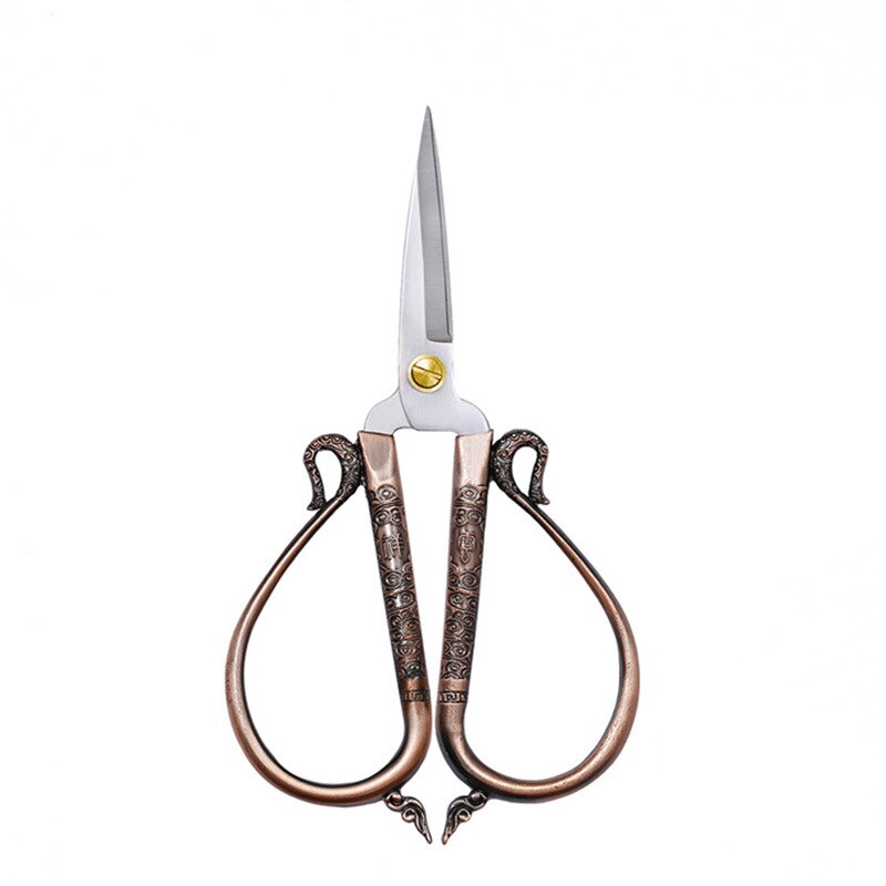 Tijeras clásicas de estilo Retro europeo, tijera antigua para costura artesanal, a medida, corte de papel, tijeras de costura bordada: 16cm   Red Copper