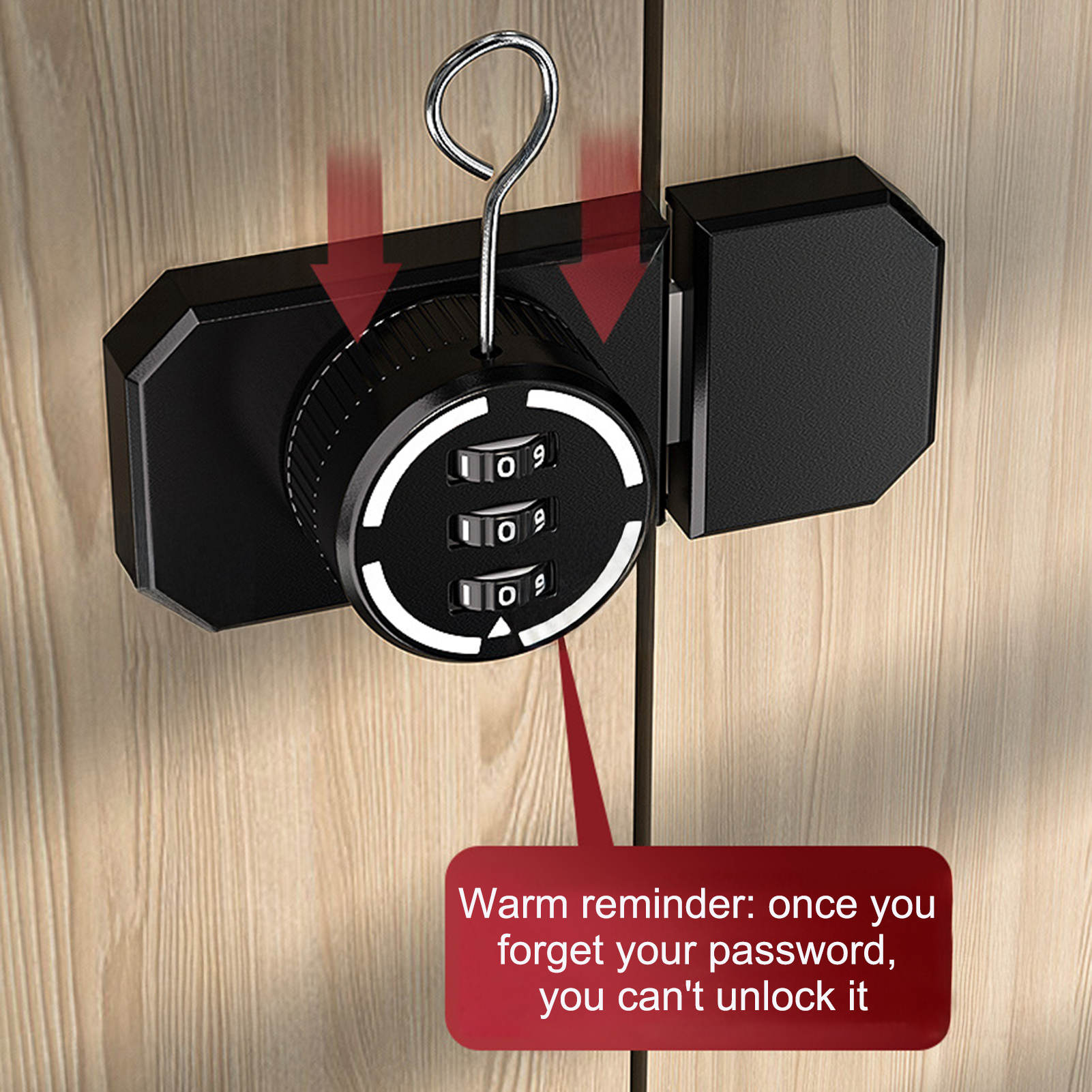 3 Digit Password Cabinet Locks No-Punch Combination Door Lock with Combination Latch for Closet Door Barn Door