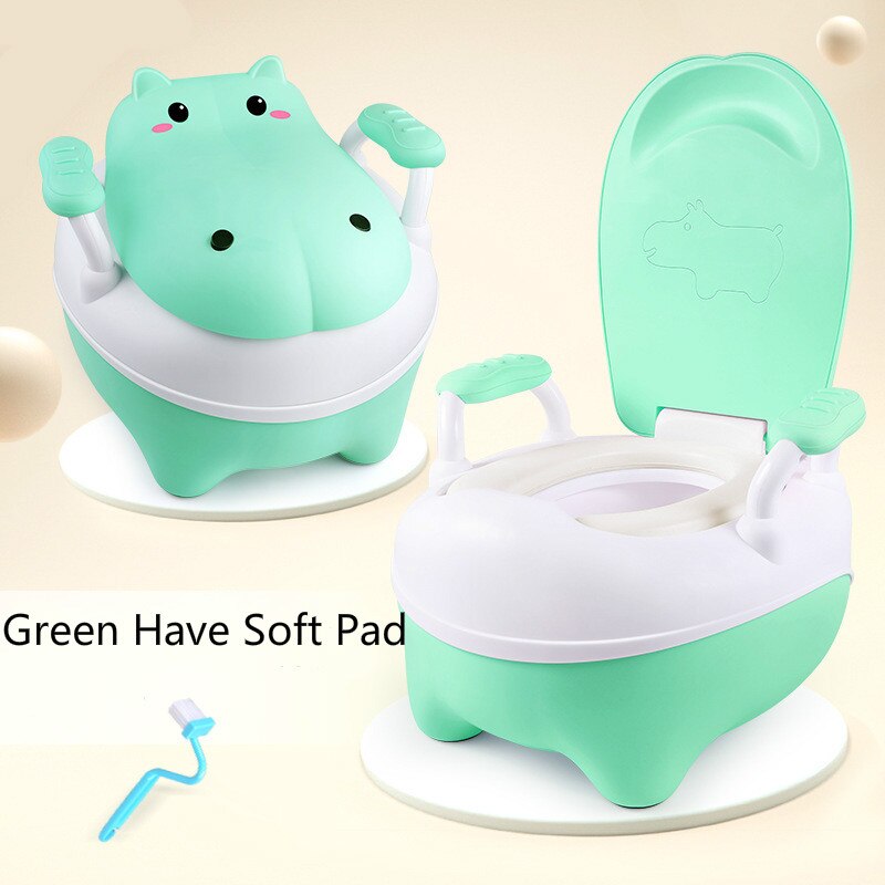 Orinal para bebés niños silla de asiento de entrenamiento portátil lindo hipopótamo viaje olla niños inodoro con cepillo de orinal gratis