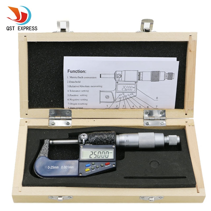 Digitale Micrometer 0-25 Mm 0.001 Mm Metric/Inch Elektronische Buiten Micrometro Carbide Tip