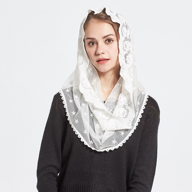 Châles et foulards en voile à pompon pour femmes, écharpe d'automne, mantique catholique église pour femmes, 1 pièce, nouvelle