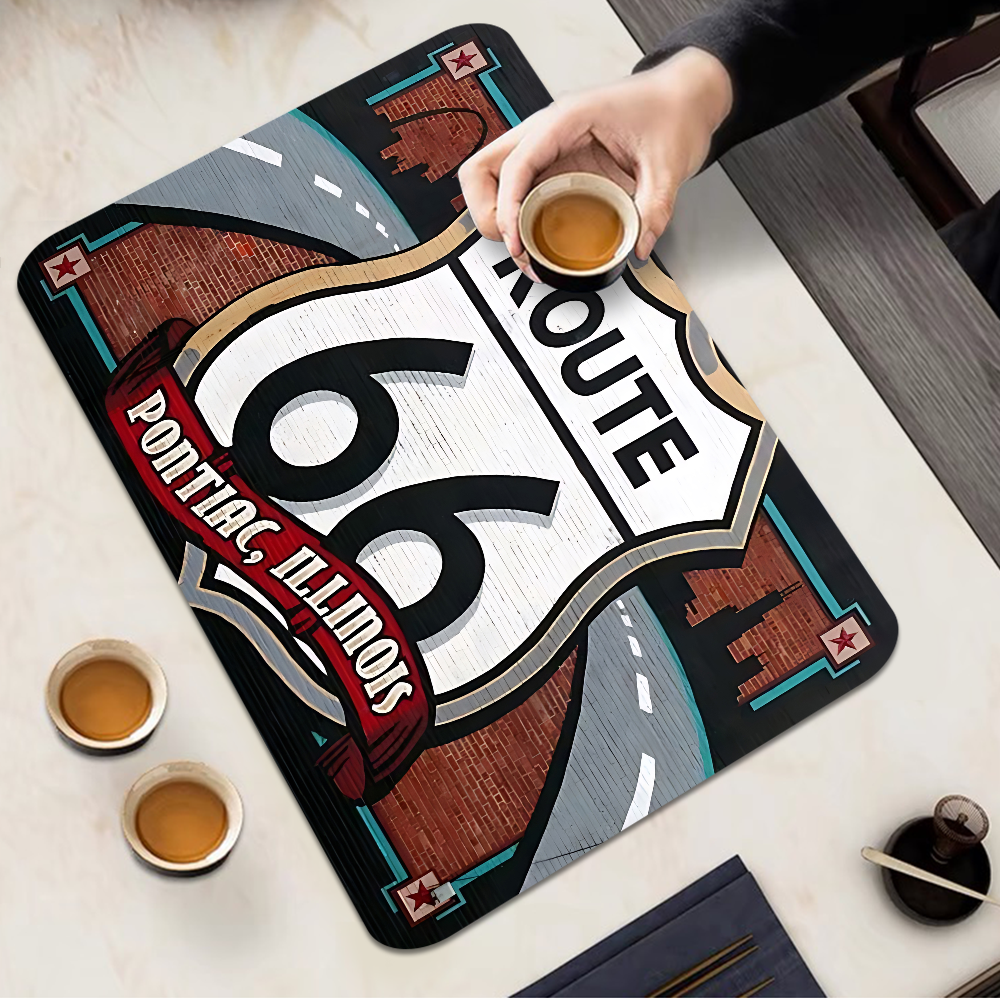 Route 66 köksredskap disk torkmattor skrivbordsavrinningstopp värmebeständig bänkskiva halkfri avrinning bordsunderlägg