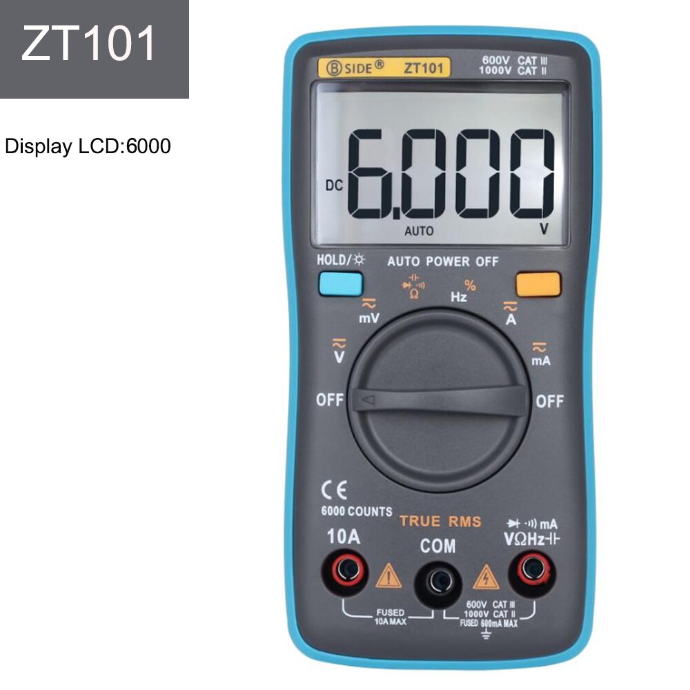 Car Digital Multimeter 8000 High Precision True RMS Auto Range Ammeter Voltmeter Smart Capacitor Temperature NCV Ohm Hz Tester: ZT101