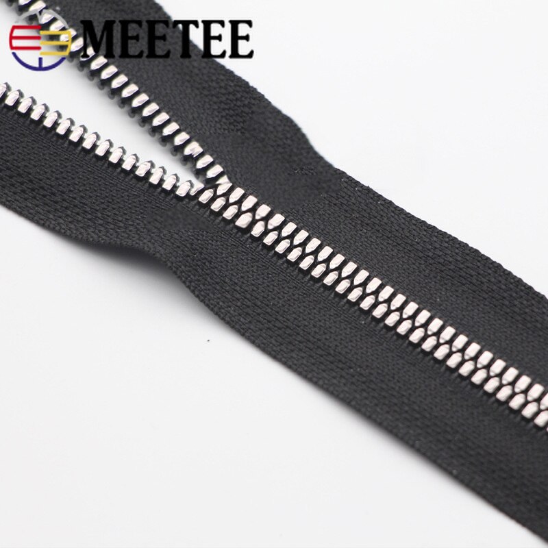 Meetee 2/4M 5# 8# Resin Zipper Teeth Coded Loaded Resin Zip for Jacket Coat Sew Bag Zips Repair DIY Garment Accessory