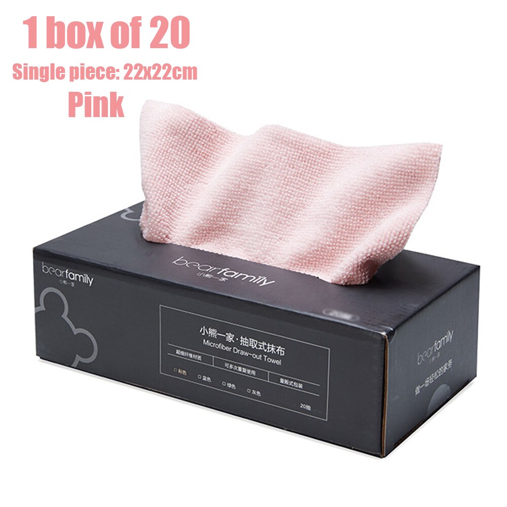 Tipo extractor, 1 caja de 20 trapos desechables de microfibra para cocina, absorbente de aceite, para perezosos, paño de limpieza, toalla, estropajo: Box-pink