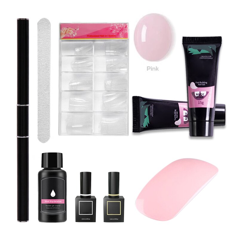 Private Salon Extension Nail Kit Fast Crystal Nail Extension Gel Kit Beginner Set NOV99: Pink