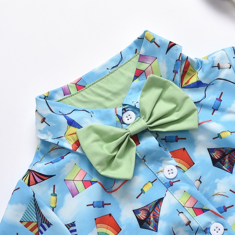 Zomer peuter jongens jumpsuit baby jongen heer strik korte mouwen romper 13