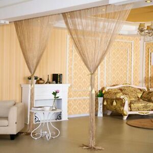 Glitter vindue gardiner tråd gardiner snor kvast perle gardin dør gennemsigtige panel gardiner soveværelse cortinas salon 1*2m: Champagne