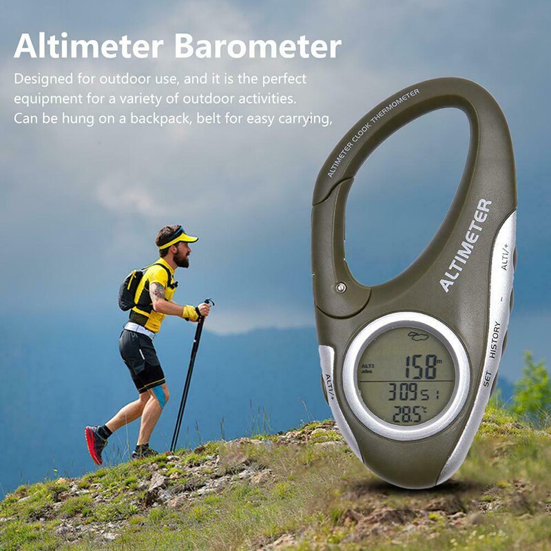 8 In 1 Karabijnhaak Digitale Hoogtemeter Barometer Met Weersverwachting Thermometer Backlight Sleutelhanger Voor Wandelen Kamperen Buiten
