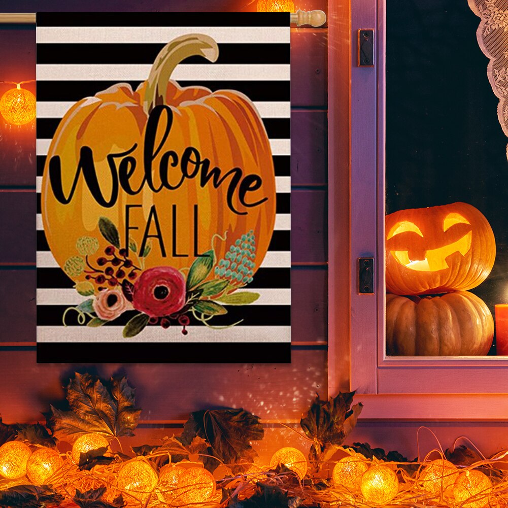 18/40 pouces bienvenue automne banderoles bannière en plein air fête impression drapeau décoratif Halloween accessoires décoration