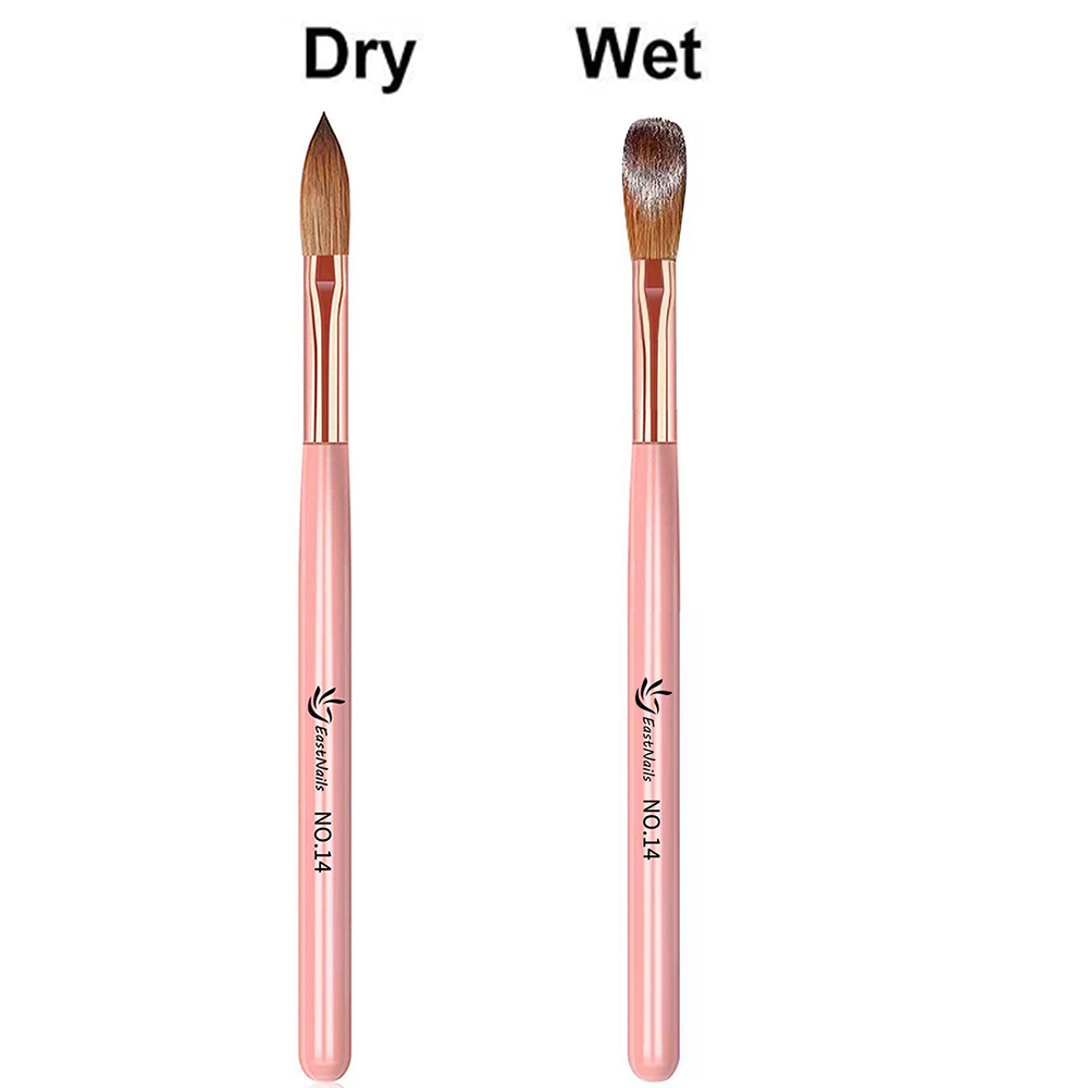 Acryl-Nagelbürste, Größe 16/18/22 mm, Acryl-Anwendung, Nagelbürsten, Stift, rosa Griff, professionelle Puderverlängerung, Schnitzen: Licht Gelb