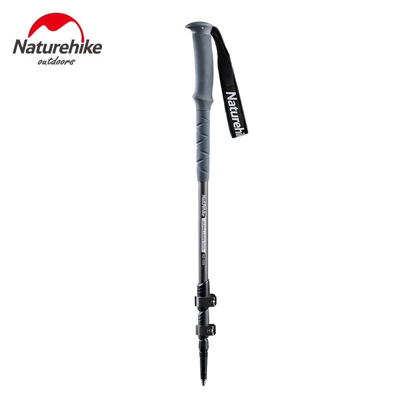 Naturehike 3 noder teleskopisk stok ultralette nordiske alpenstocks udtrækkelige vandrestav trekkingstave til klatring til fods: Grå