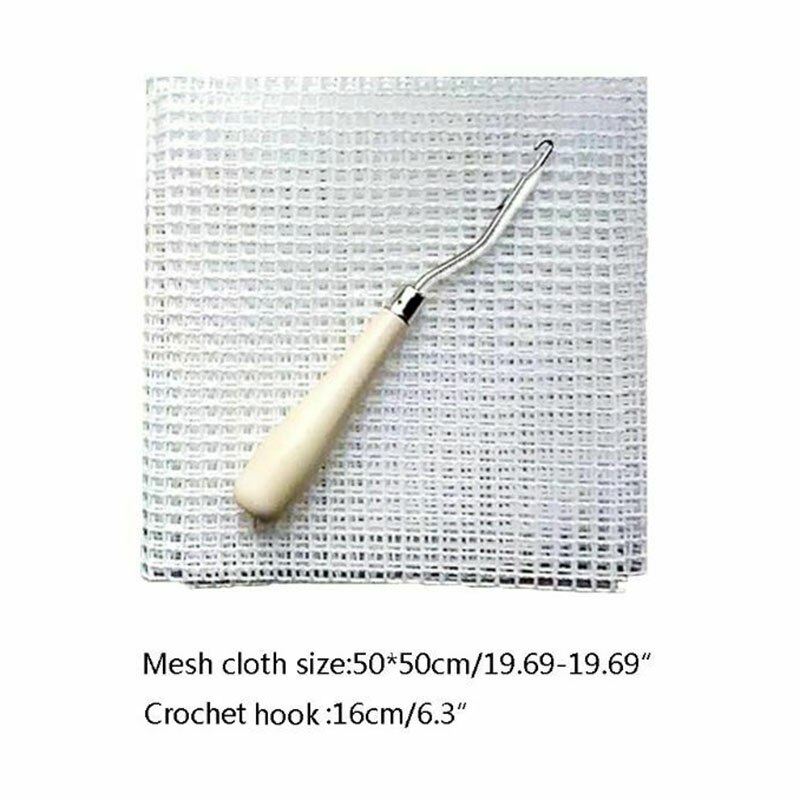 1 sæt tæppe låse tilslutning kit gør materiale værktøjer diy hooking strikning blank lærred mesh latch hook diy kit værktøj