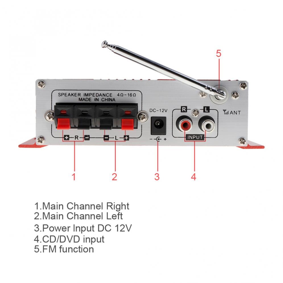 HI-FI Digital Audio Player Car Amplifier FM Radio Stereo Player Support SD / USB / DVD / MP3 Input with Remote Control