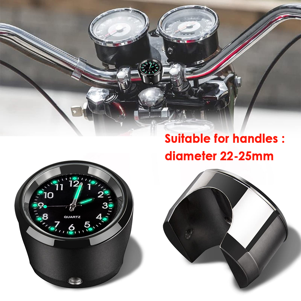 Motorcycle Handlebar Clock Durable Stainless Steel Refit Night Vision Waterproof Shockproof Buckle Motobike Bicycle Watch