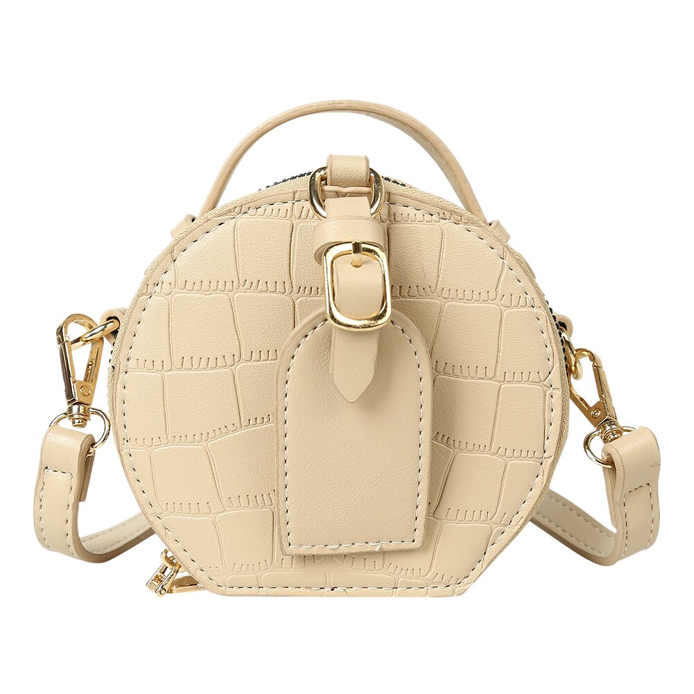 Frauen Kleine Runde Schulter Mini Handtaschen Jahrgang PU Leder Plissee Crossbody Totes Tasche modisch Rund Bote Taschen: Kamel