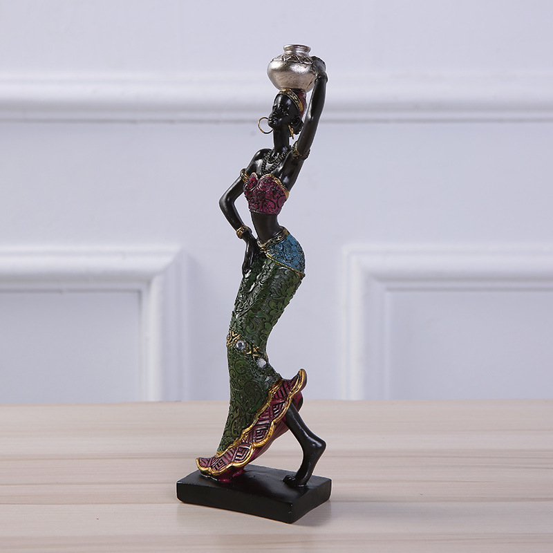 Buf 22cm afrikansk kvinna staty harts hantverk heminredning skulptur europeisk stil enkla hus inredning ornament