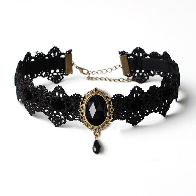 Vampire Princess Dress Up Ornament Gothic Choker Lace Necklace Velvet Vintage Necklace