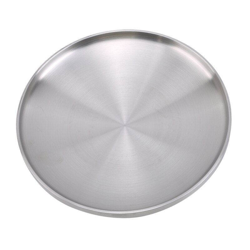 Stainless Steel Dinner Plates Kitchen Serving Dishes Salad Shape Round Plate Cake Dessert Solid Tray Western Steak Round Tray