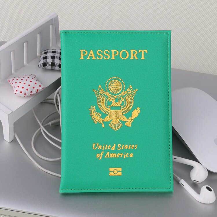 Foreverfriends Verenigde Staten Paspoorthouder Cover Pu Lear Id-kaart Travel S Paspoort Covers Paspoort Voor Amerika: Goud