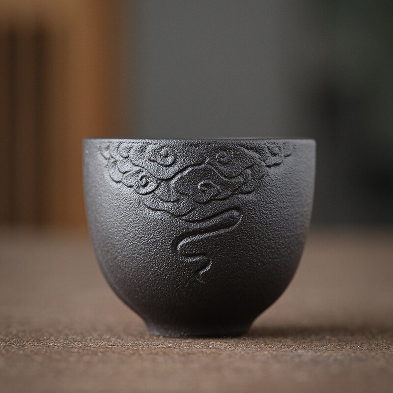 100ml Chinese Retro Style Black Pottery Tea Cup Coffee Cup Mug Chinese Ceramic Tea Set Porcelain: 2