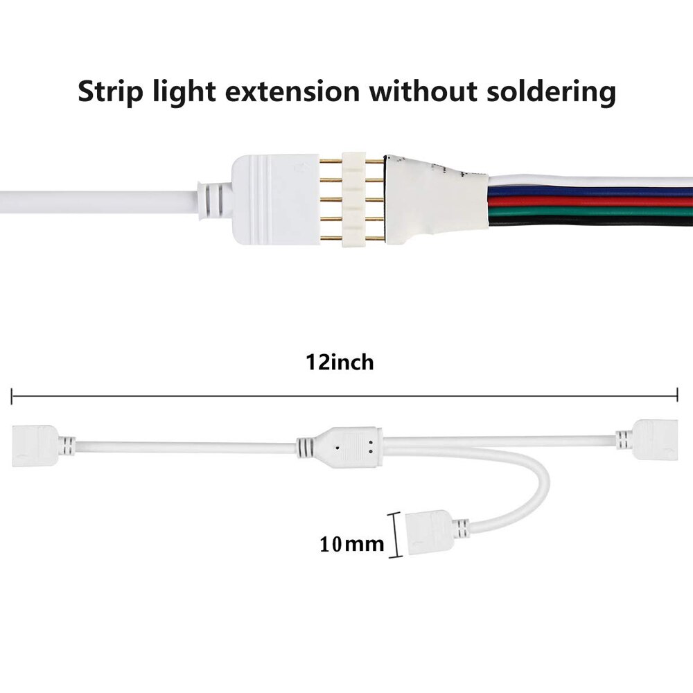 Cable conector RGB RGBW de 4 pines, conector hembra de 1 a 2, 3 y 4 pines, divisor para tira de luces LED 5050 3528 RGB RGBW + WW