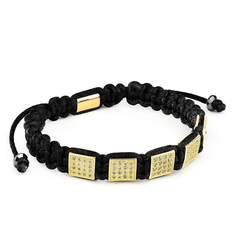 Zircon Hip Hop Gold Bracelets Men Jewelry Cubic Micro Pave CZ Charm Braided Braiding Pulseira Bileklik Erkek Christmas: Gold Geometry