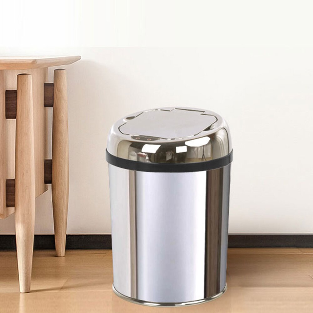 3 Liter Sensor Stainless Steel Dustbin Automatic Garbage Trash Can Waste bin Ash-bin Round Shape