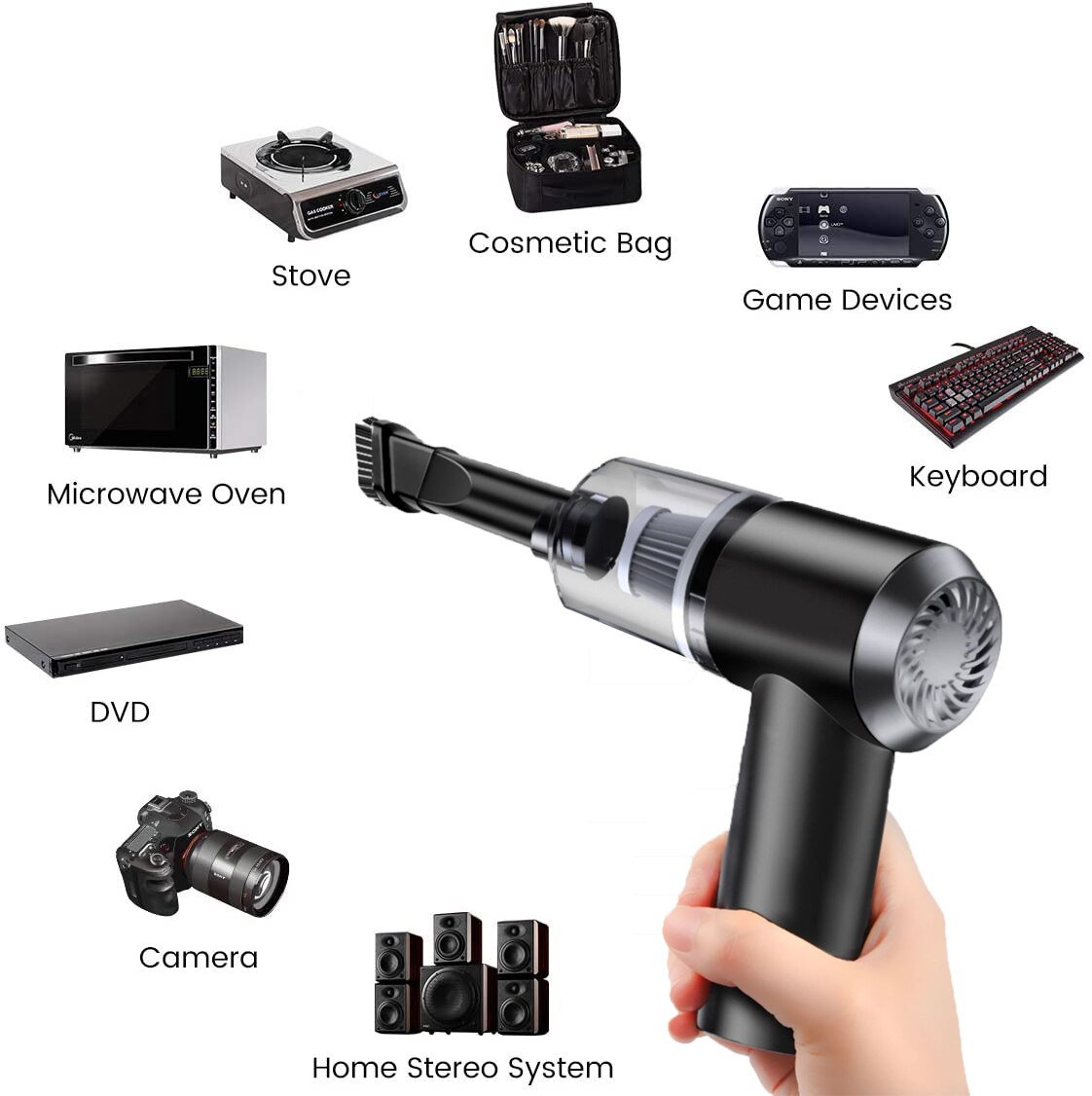 Keyboard Cleaner, Rechargeable Mini Vacuum Wet Dry Cordless Desk Vacuum Cleaner, Best Cleaner for Dust,Hairs,Crumbs,Computer,Car: black-With box