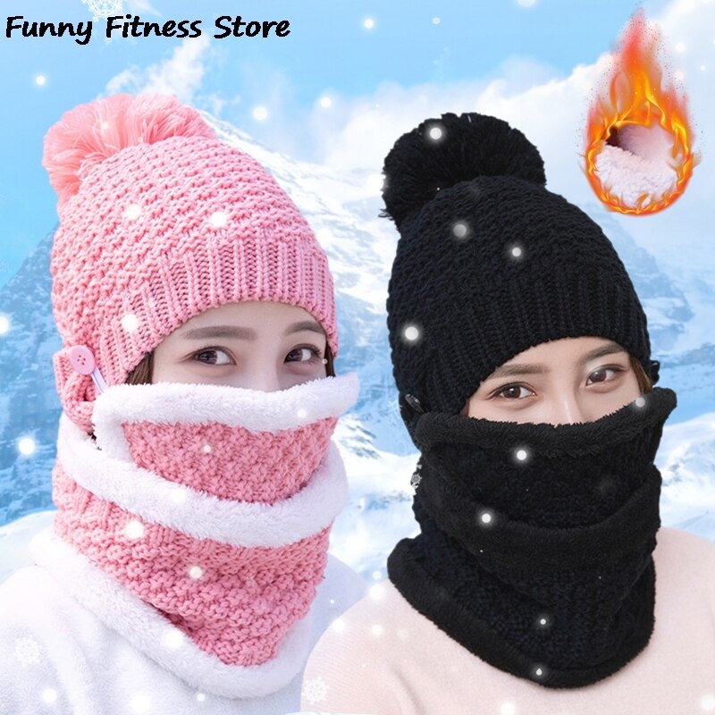 Outdoor Climbing Hat Keep Warm Knitwear Soft Plush Windproof Winter Mountain Hats for Women Men Riding Skiing Skating Bonnet