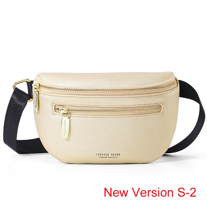 WEICHEN Multi-functiona Women Fanny Pack Ladies Messenger Shoulder Chest Bag Female PU Leather Waist Bag Women&#39;s: Gold S2