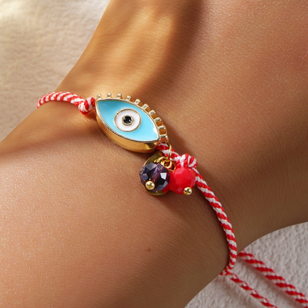 gehen2boho 2024 Martis Schmuck Legierung Böse Augen Kristall Perlen Kette Griechischen März Armbinde Für Frauen Zarte Neujahrsgeschenke