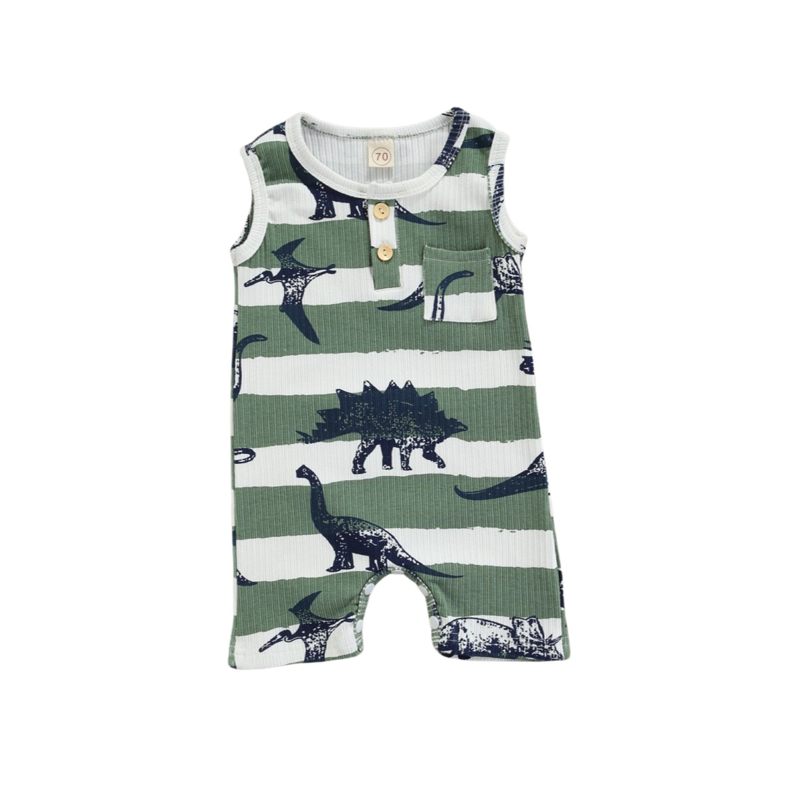 Citgeett sommer-strampler für jungen mit dinosaurier-drucken, ärmellos, rundhalsausschnitt, taschen: A / 3m